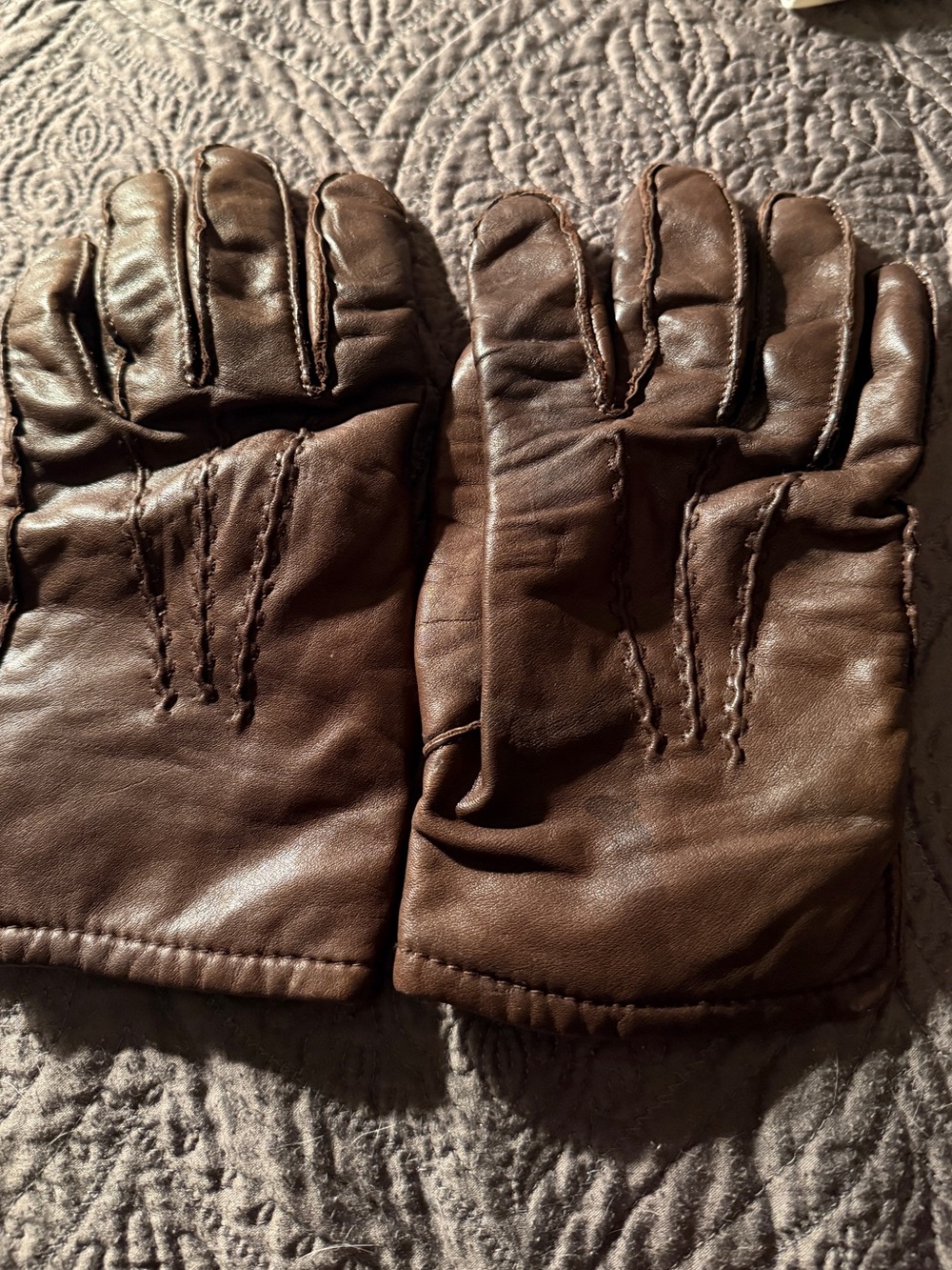 Men's Brown Leather Gloves - Classic Winter Gloves Cashmere lining